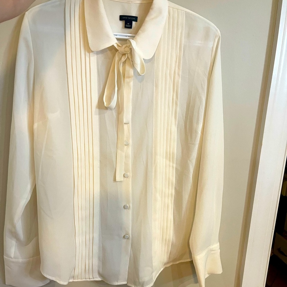 Ann Taylor Cream Dress shirt medium